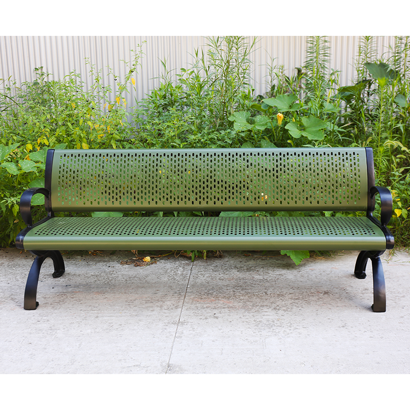 Perforated Metal Bench - Cast Aluminum Legs - 4ft to 8ft