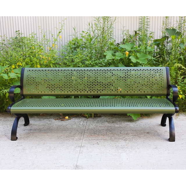 Perforated Metal Bench - Cast Aluminum Legs - 4ft to 8ft