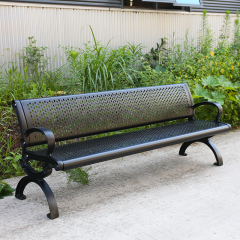 Perforated Metal Bench - Cast Aluminum Legs - 4ft to 8ft