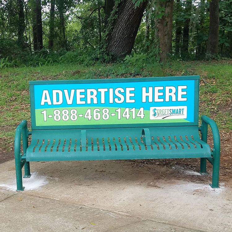 Bus Stop Advertising Bench – Metal Outdoor Seating Arlau