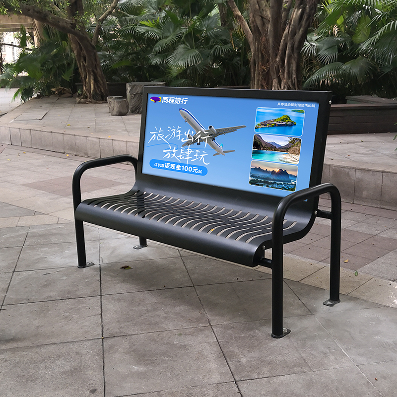 Outdoor Advertising Bench with Poster Display Frame