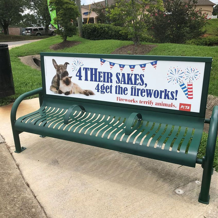 Bus Stop Advertising Bench – Metal Outdoor Seating Arlau