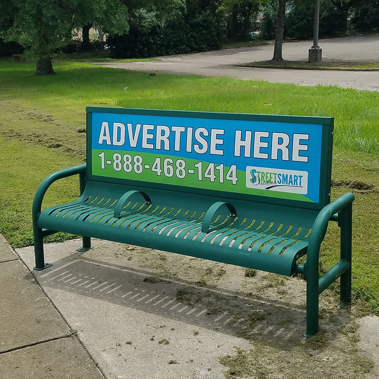 Bus Stop Advertising Bench – Metal Outdoor Seating Arlau