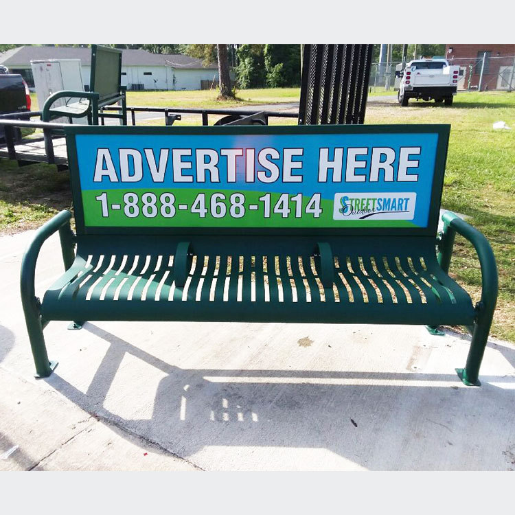 Bus Stop Advertising Bench – Metal Outdoor Seating Arlau
