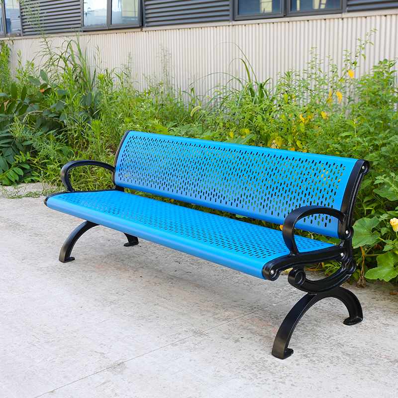 Perforated Metal Bench - Cast Aluminum Legs - 4ft to 8ft
