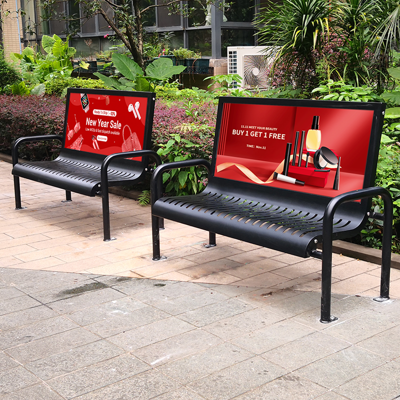 Outdoor Advertising Bench with Poster Frame – Durable Street Furniture