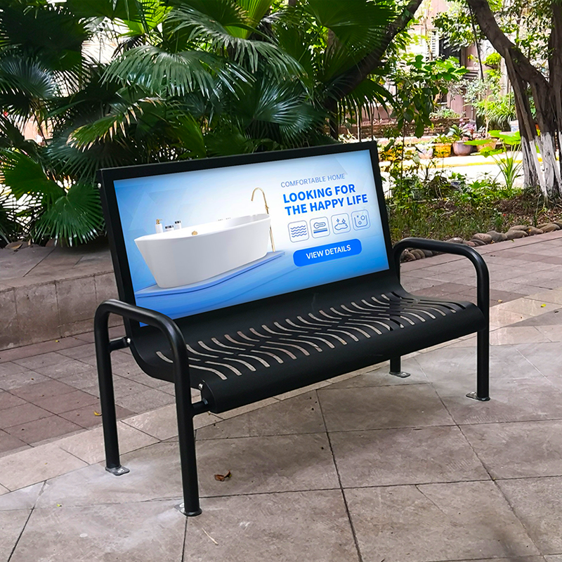 Outdoor Advertising Bench with Poster Display Frame