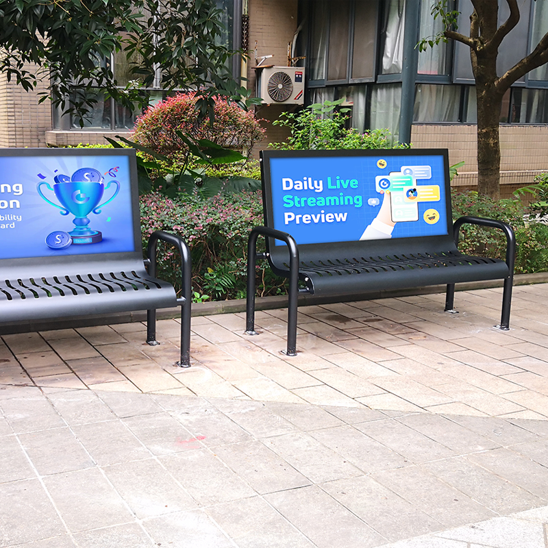 Outdoor Advertising Bench with Poster Display Frame