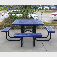 4-Person Blue Picnic Table - Commercial Steel Outdoor Furniture
