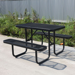 4ft Blue Metal Mesh Picnic Table Thermoplastic Coated Arlau