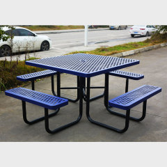 4-Person Blue Picnic Table - Commercial Steel Outdoor Furniture