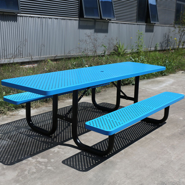 Commercial ADA Picnic Table - 8 Foot Heavy-Duty Blue Steel Design