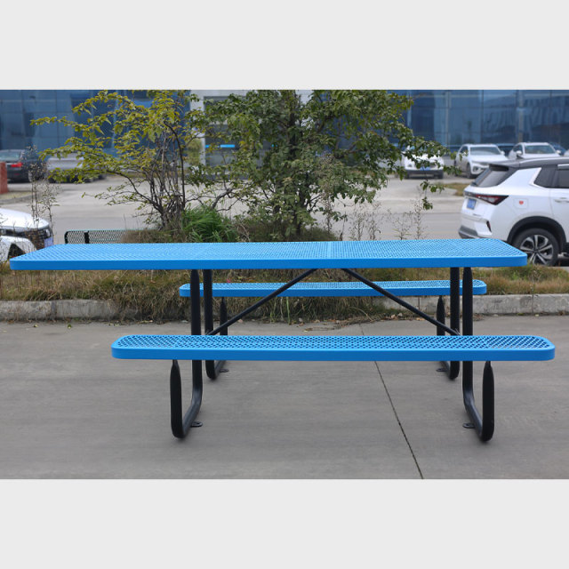 Heavy Duty ADA Picnic Table Outdoor Metal Mesh Blue Arlau