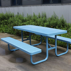 Rectangular Metal Mesh Picnic Tables Outdoor Durable Arlau