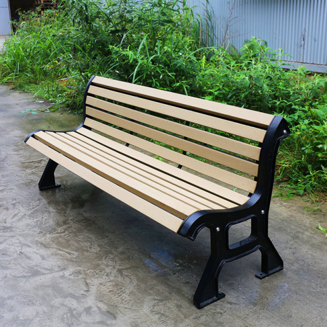 Cast Iron Park Bench Plastic Wood Solid Wood Outdoor