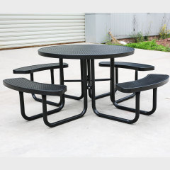 46-Inch Black Metal Picnic Table - Heavy-Duty Commercial Grade Outdoor