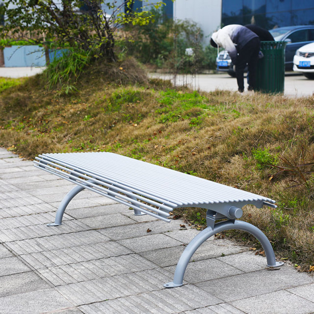 Backless Galvanized Steel Outdoor Bench Durable – Arlau