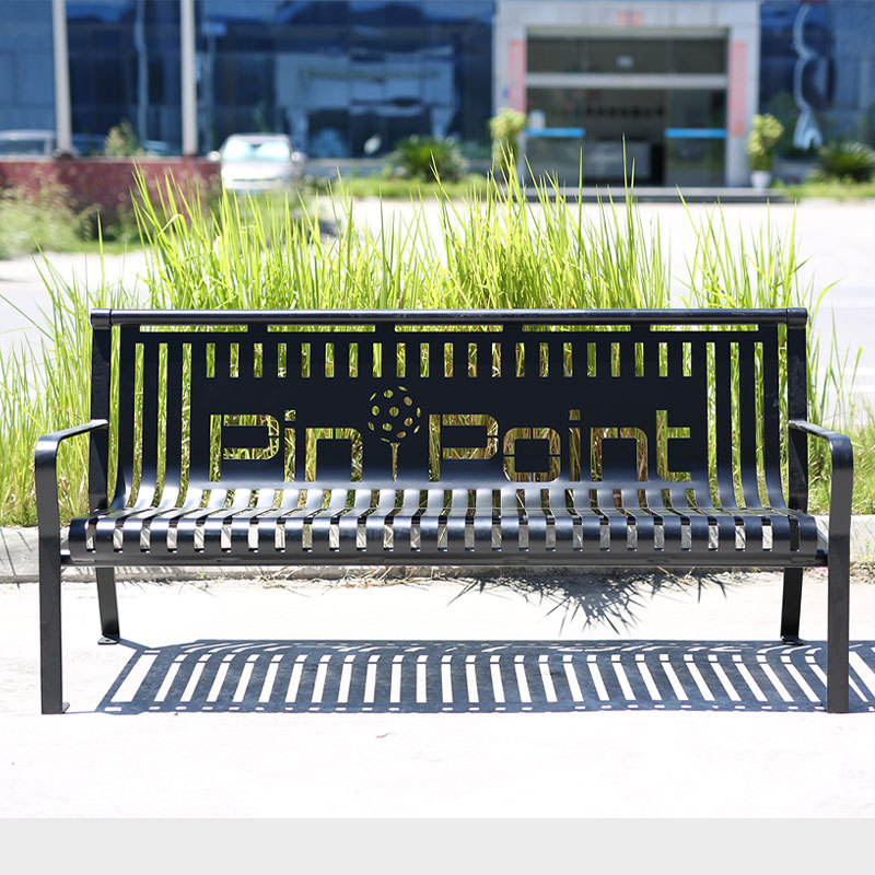 Commercial Park Bench - 6ft Outdoor Steel with Backrest