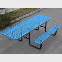 Heavy Duty ADA Picnic Table Outdoor Metal Mesh Blue Arlau