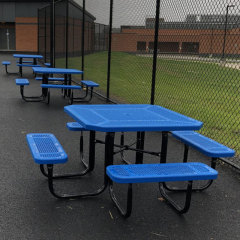 46-Inch Square Outdoor Table - Blue Commercial-Grade Picnic Table
