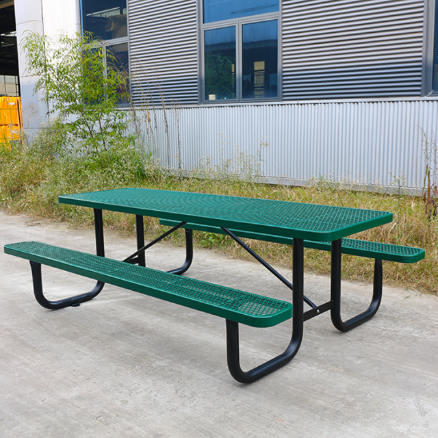 8 Foot Picnic Table - Thermoplastic Coated Steel Outdoor Table
