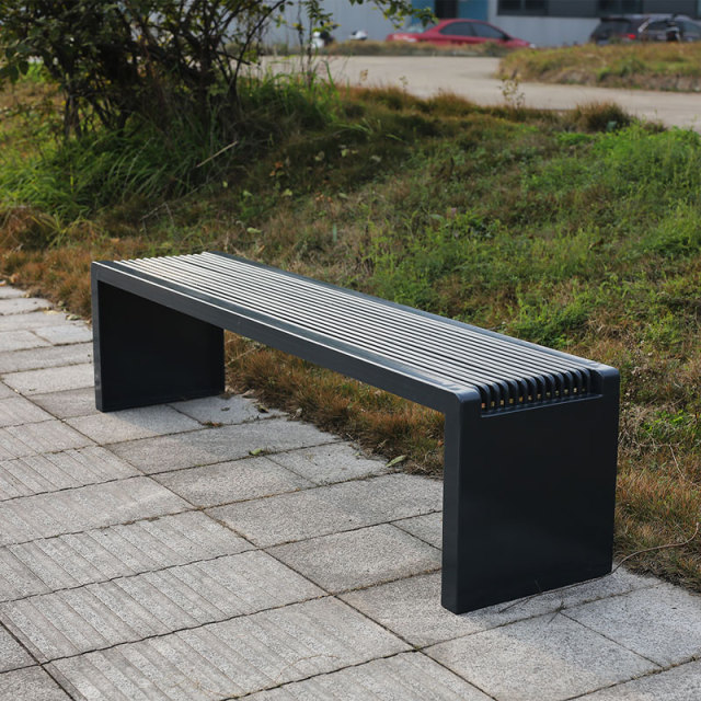 Outdoor Backless Bench – Steel Patio Park Bench
