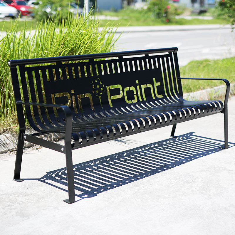 Commercial Park Bench - 6ft Outdoor Steel with Backrest