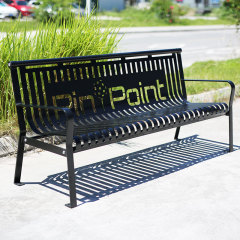 Commercial Park Bench - 6ft Outdoor Steel with Backrest