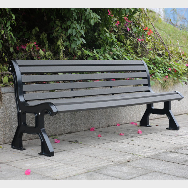 8-Foot Composite Park Bench - Gray Iron and Cast Iron