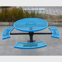 Blue Picnic Table 46" Round – Commercial Grade Outdoor Bench