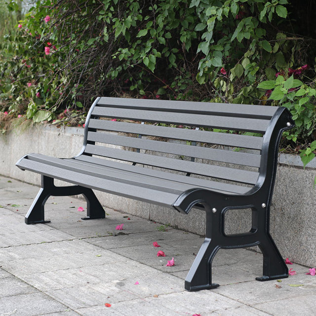 8-Foot Composite Park Bench - Gray Iron and Cast Iron