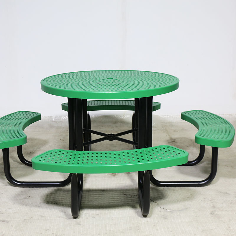 Perforated Metal Picnic Table - Thermoplastic Outdoor Table for Parks