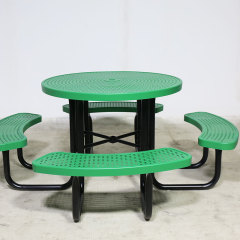 Perforated Metal Picnic Table - Thermoplastic Outdoor Table for Parks