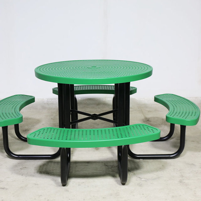 Perforated Metal Picnic Table - Thermoplastic Outdoor Table for Parks