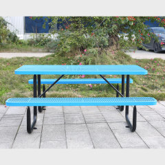 Metal Mesh Picnic Table Blue Heavy Duty Commercial Arlau