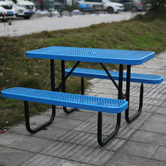 4ft Blue Metal Mesh Picnic Table Thermoplastic Coated Arlau