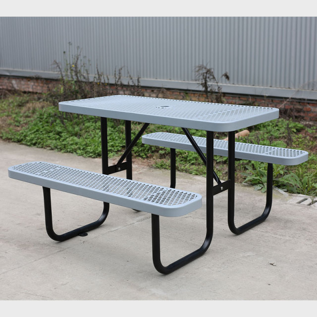 Kids Picnic Table 6ft Grey Perforated Steel Commercial Arlau