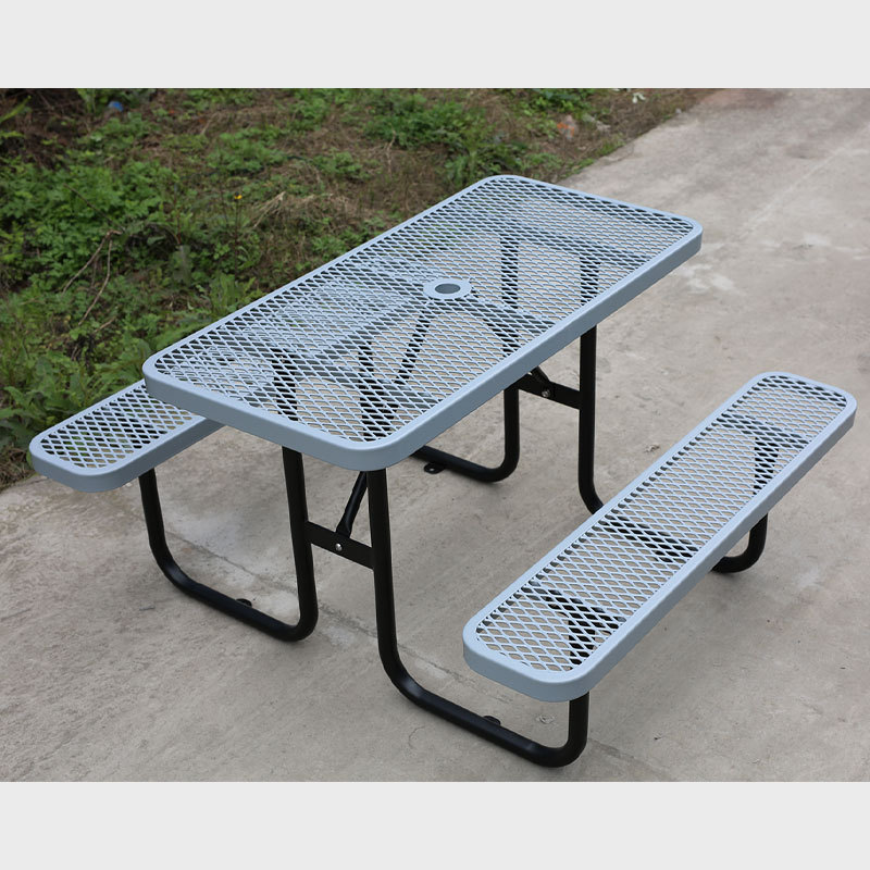 Kids Picnic Table 6ft Grey Perforated Steel Commercial Arlau