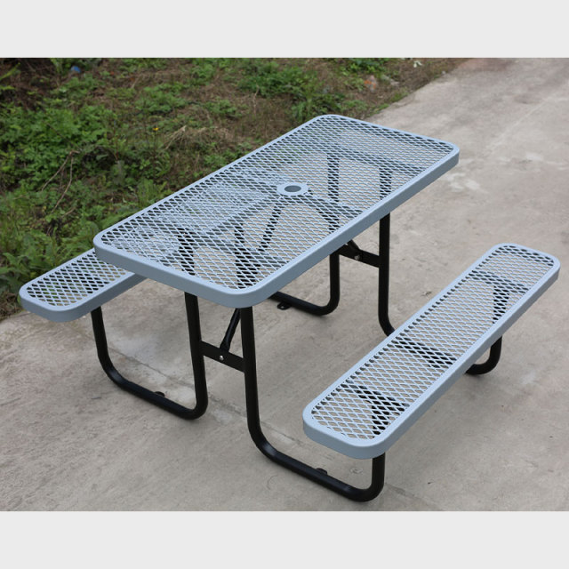 Kids Picnic Table 6ft Grey Perforated Steel Commercial Arlau