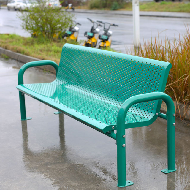 Steel Garden Bench with Backrest - Weatherproof Outdoor Seat