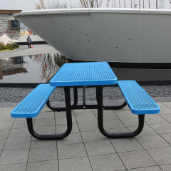 Metal Mesh Picnic Table Blue Heavy Duty Commercial Arlau