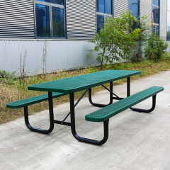 8 Foot Picnic Table - Thermoplastic Coated Steel Outdoor Table