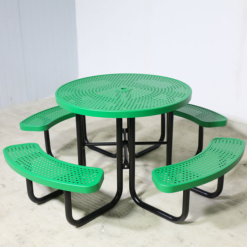 Perforated Metal Picnic Table - Thermoplastic Outdoor Table for Parks