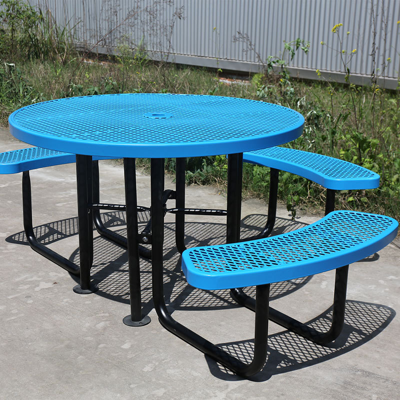 Blue Round ADA Picnic Table - Wheelchair Accessible - yalau