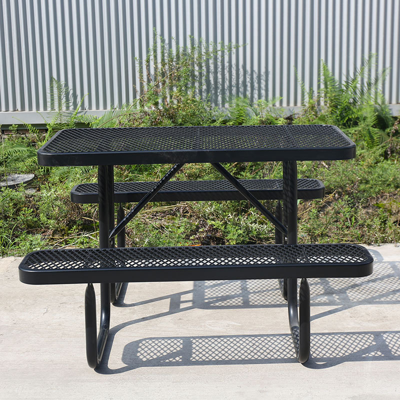 4ft Blue Metal Mesh Picnic Table Thermoplastic Coated Arlau