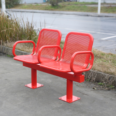 Red Garden Bench - Anti-Corrosion Galvanized Steel Seating