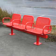 Red Garden Bench - Anti-Corrosion Galvanized Steel Seating