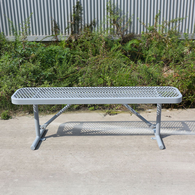 Gray Metal Bench for Parks - 4ft No-Back Yalau