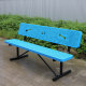 6ft Dog Park Bench - Blue Perforated Steel with Paw Print Design