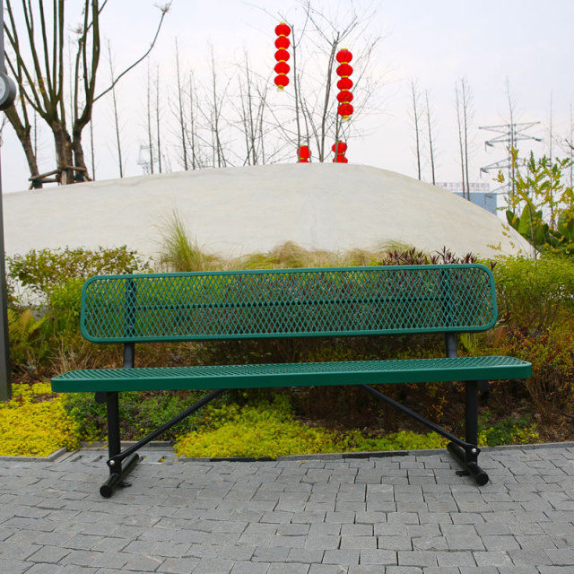 8ft Green Commercial Bench - Thermoplastic Coated Outdoor Seating